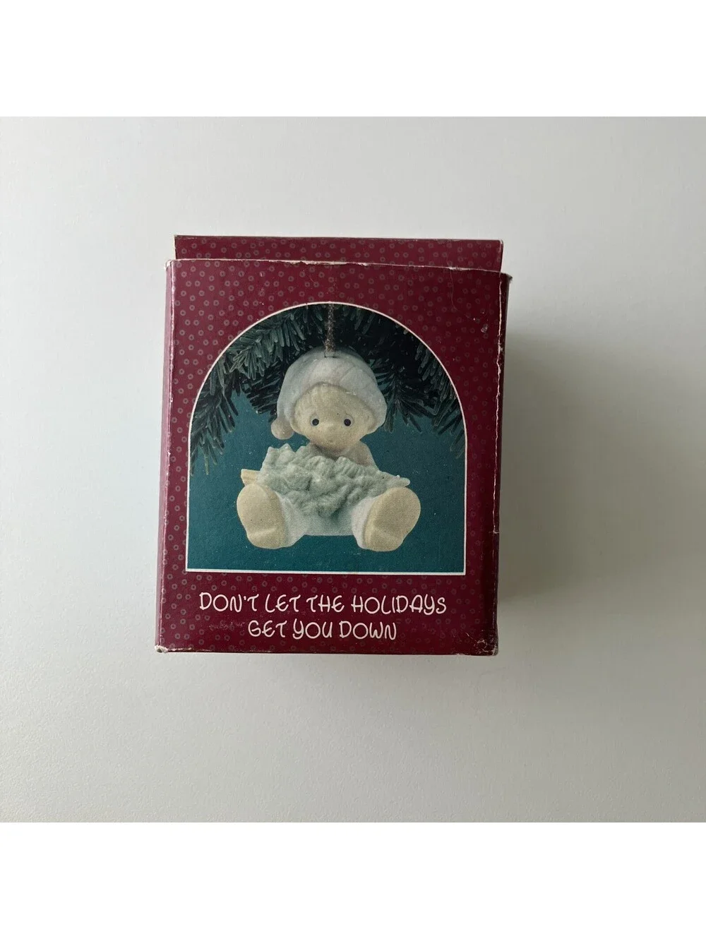 PRECIOUS MOMENTS Don’t Let the Holidays Get You Down Ornament (OR) 1990 Enesco